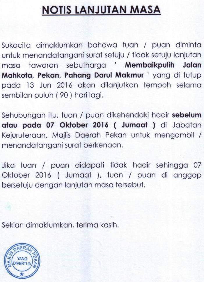 Notis Lanjutan Masa